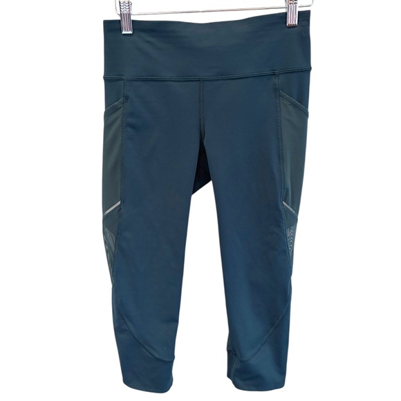 Lululemon Pace Rival Crop 22" Luxtreme Mesh Pocket Leggings | Deep Teal | Size 6 - Picture 1 of 6
